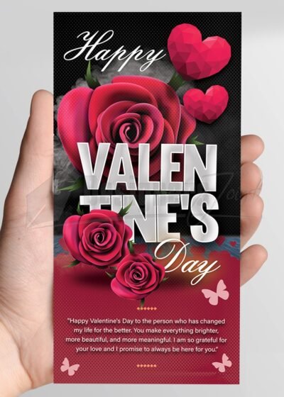 Happy Valentines Day Card or DL-Flyer PSD Template