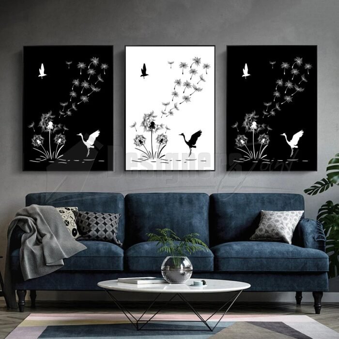 Digital Download Dandelion Printable Black and White Wall Art Decoration