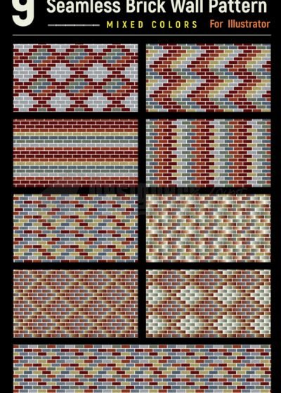 36 Seamless Vector Brick Wall Patterns - Print Brick Wall Papers in Illustrator 7 36 Vector Seamless Brick Wall Patterns