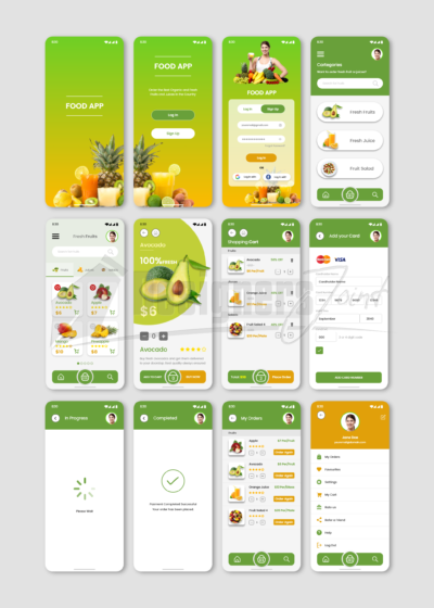 E-commerce Food Delivery App UX-UI Kit - Adobe XD Template