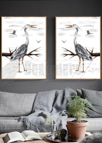 Blue Heron Printable Wall Art Decoration Watercolor Painting