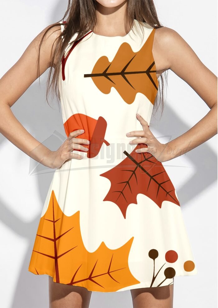 6 Color Vector Digital Autumn Pattern dress4