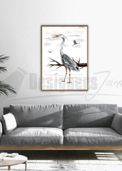 Blue Heron Printable Wall Art Decoration Watercolor Painting