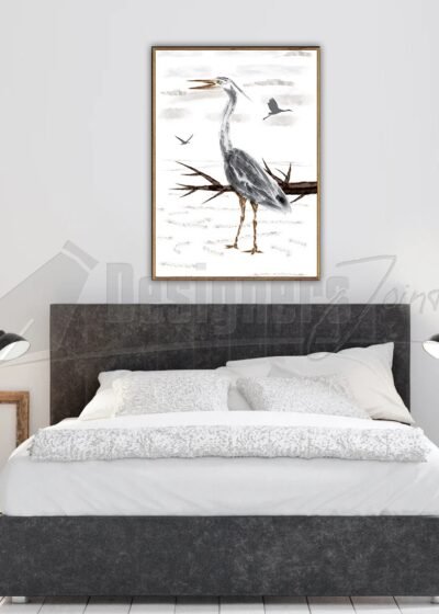 Blue Heron Printable Wall Art Decoration Watercolor Painting