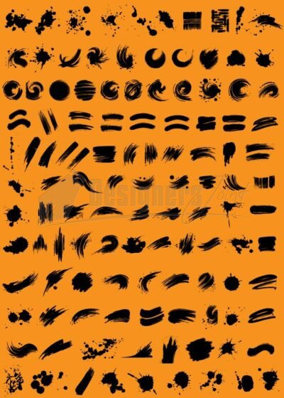 125 Black Vector Brush Strokes Pack