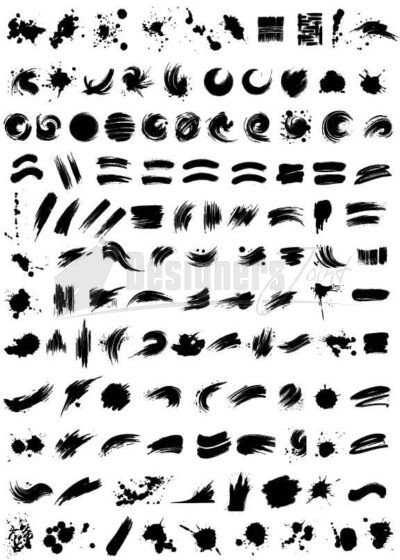 125 Black Vector Brush Strokes Pack