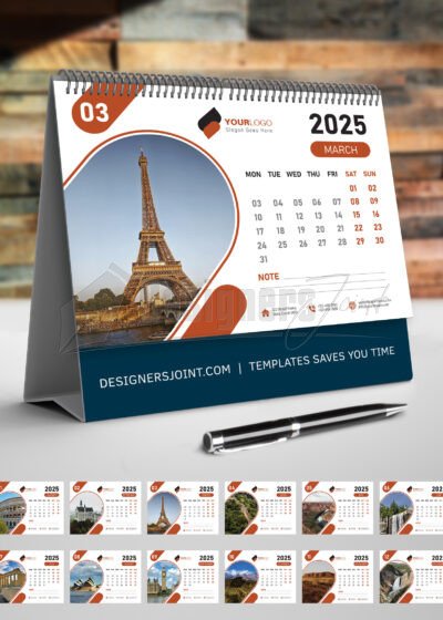 2025 Desk Calendar Design - Vibrant Geometric