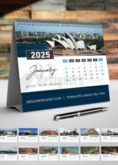 2025 Desk Calendar Template - Corporate Minimalist