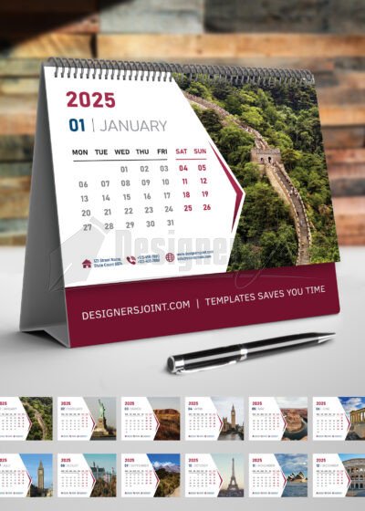 2025 Desk Calendar Template - Elegant Corporate