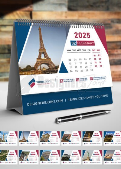 2025 Desk Calendar Template - Modern Corporate