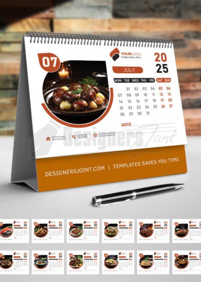 2025 Desk Calendar Template - Tear Drop Design