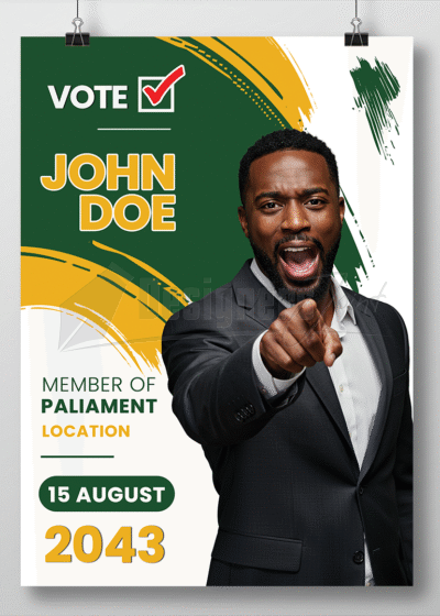 MP Election Campaign Poster PSD Template Green