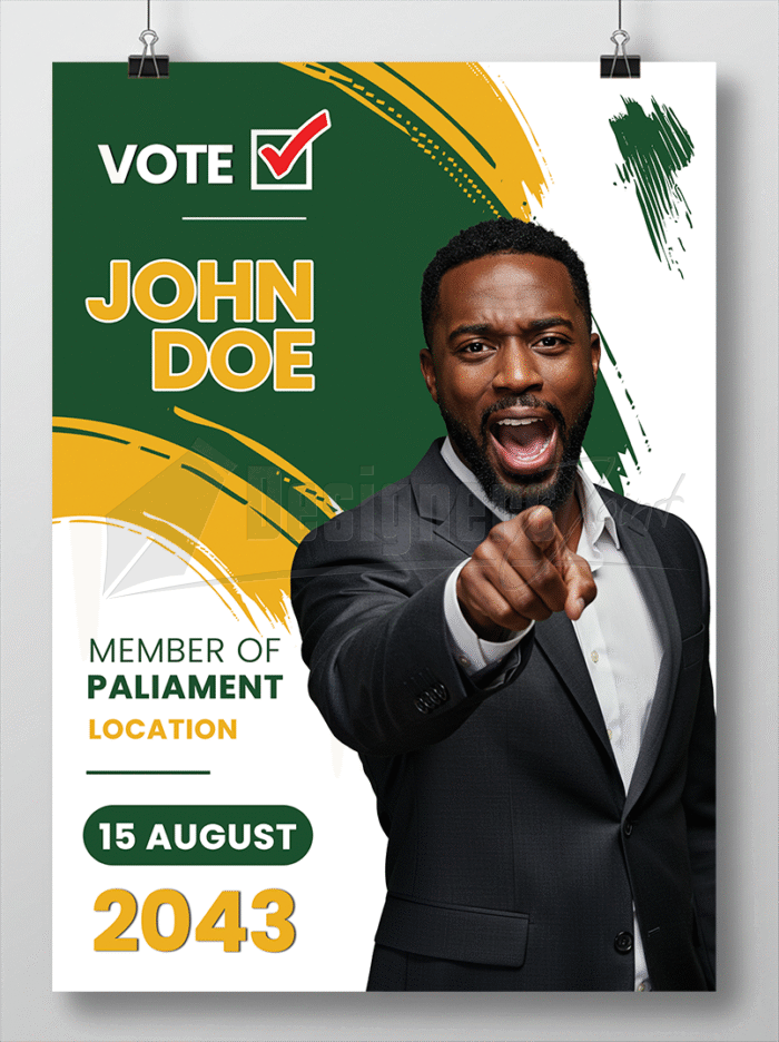 MP Election Campaign Poster PSD Template Green