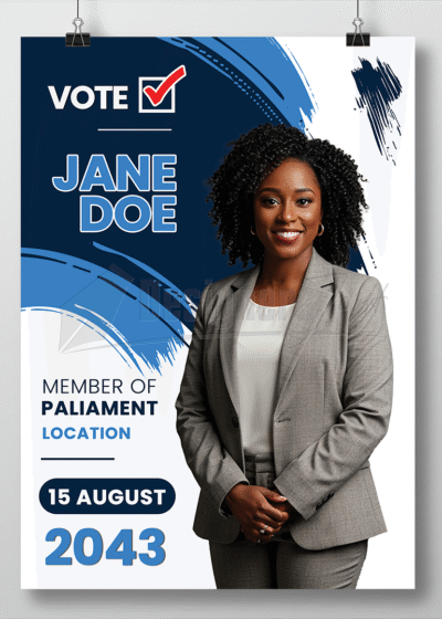 MP Election Campaign Poster PSD Template Blue