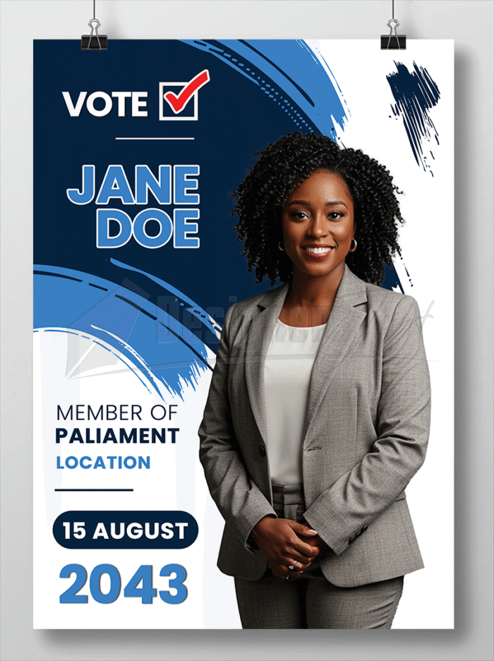 MP Election Campaign Poster PSD Template Blue
