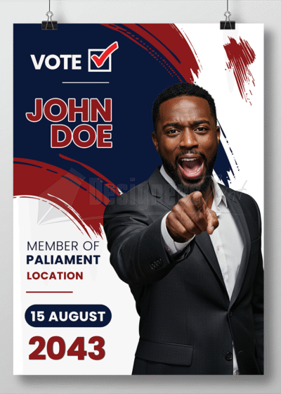 MP Election Campaign Poster PSD Template Red