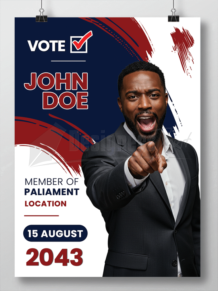 MP Election Campaign Poster PSD Template Red