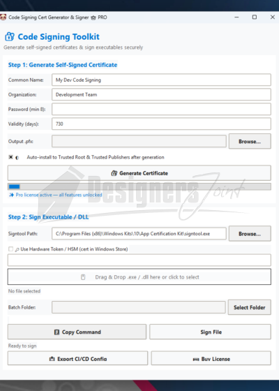 Code Signing Toolkit | Sign Windows EXE, DLL & MSI Files with RFC 3161 Timestamping