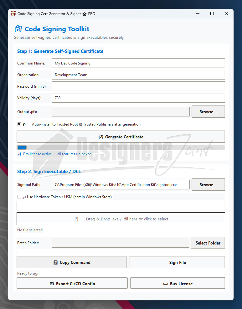 Code Signing Toolkit | Sign Windows EXE, DLL & MSI Files with RFC 3161 Timestamping