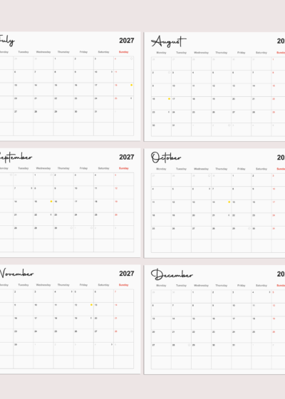2027 Monthly Planner Calendar Template