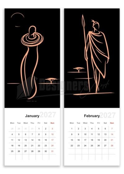 2027 African Elegance Calendar Template – SVG & EPS