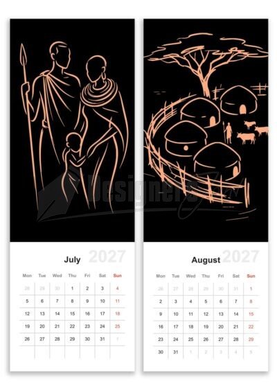 2027 African Elegance Calendar Template – SVG & EPS