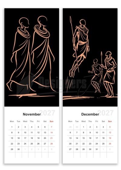 2027 African Elegance Calendar Template – SVG & EPS