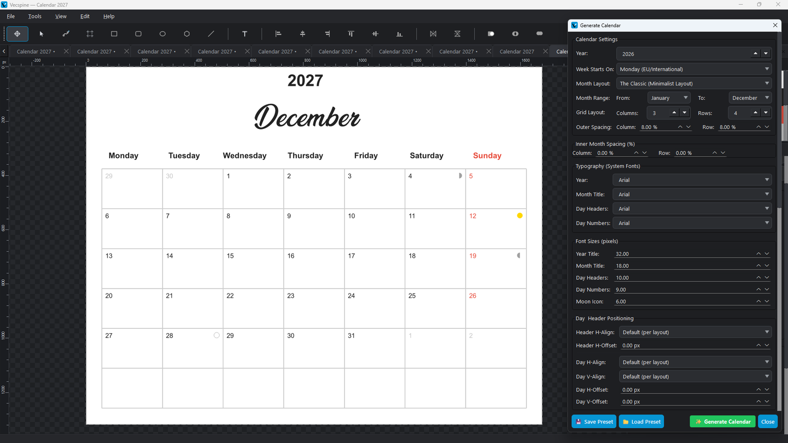 Best Calendar Generator - Vecspine