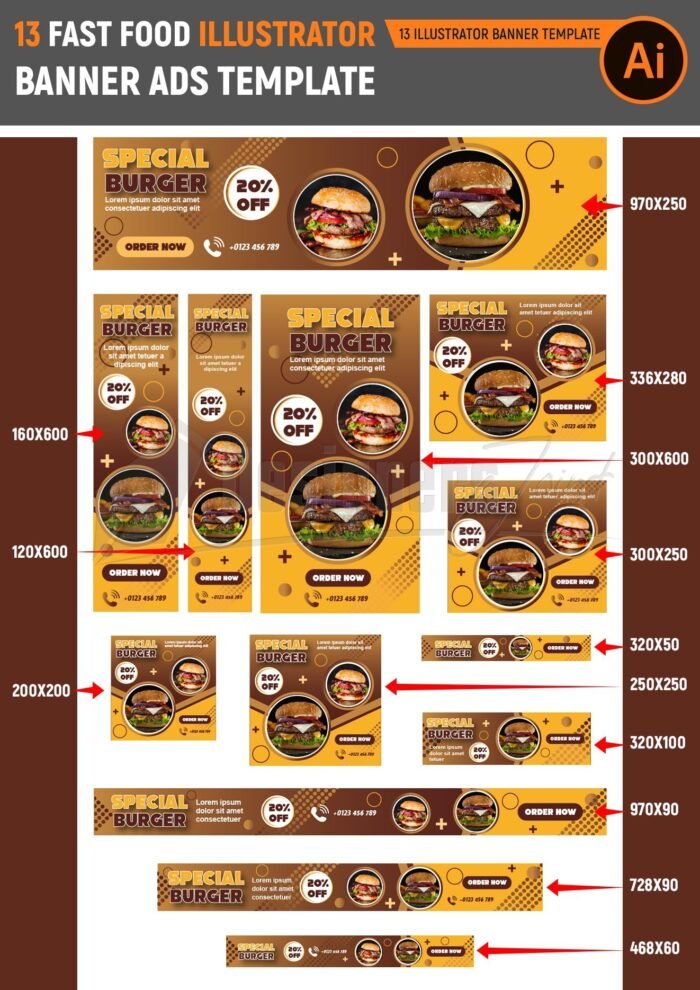 Fast Food Illustrator Banner Ads