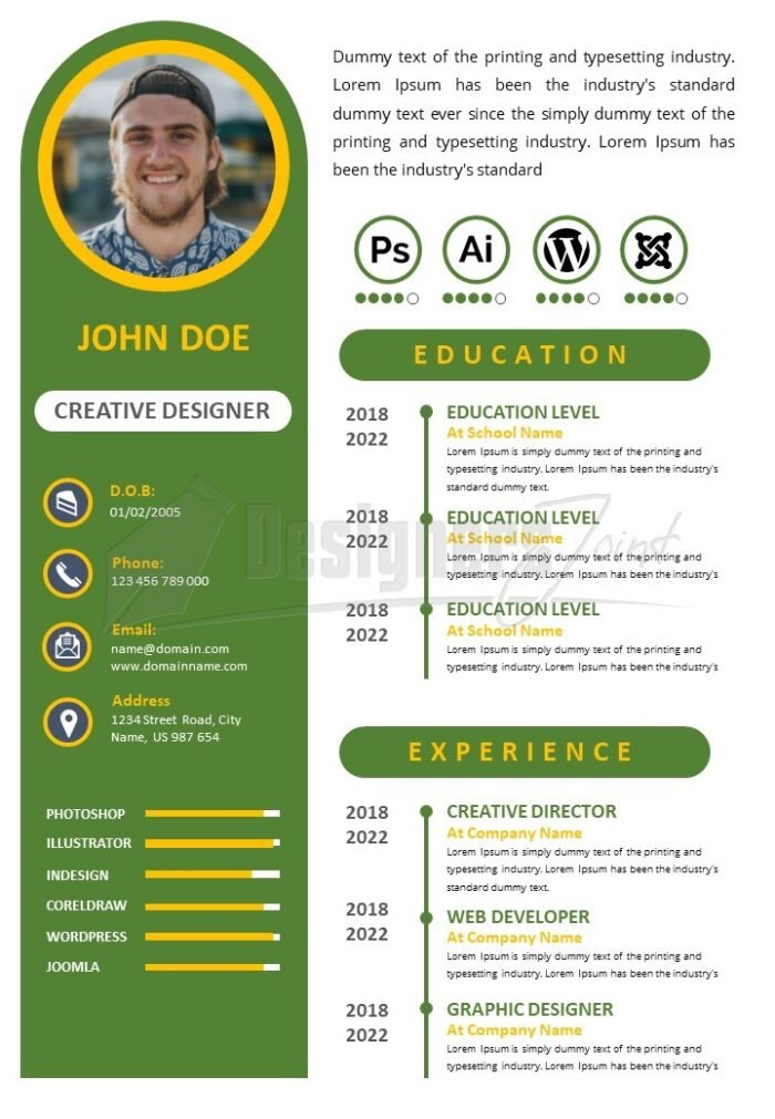 PowerPoint CV Resume Template Green 1