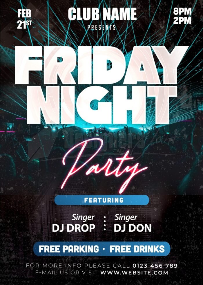 Friday Night Club Party A4 Flyer