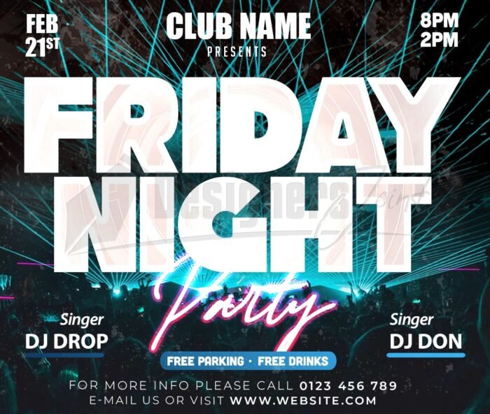 Friday Night Club Party Facebook Post Flyer