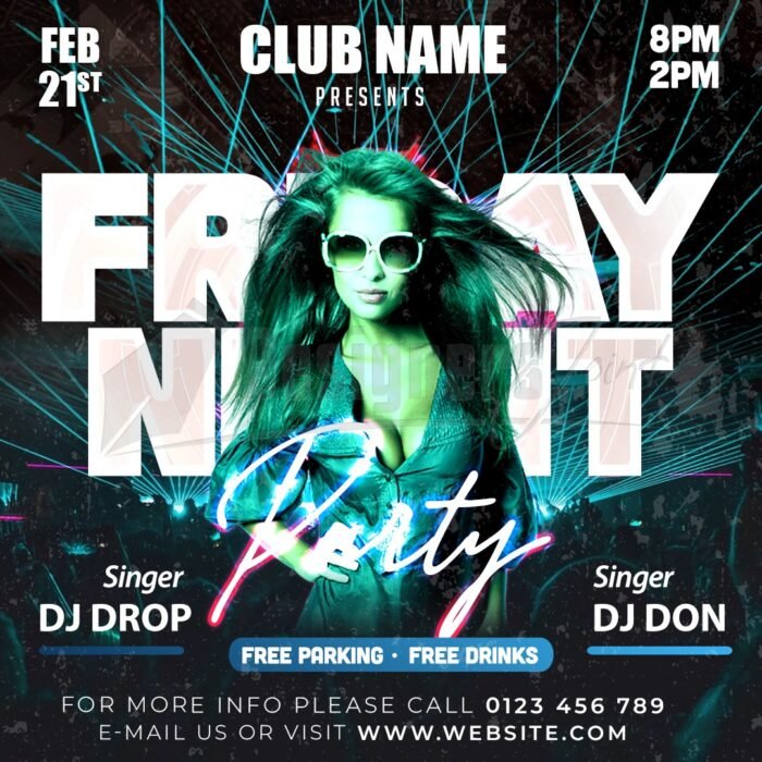 Friday Night Club Party Instagram Post Flyer