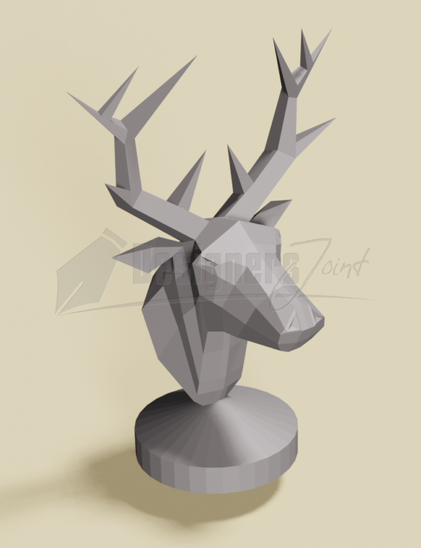 Low Poly Deer Head 3D Model With The Base | DesignersJoint.Com