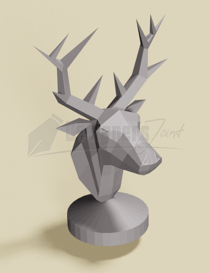 Lowpoly deer head with the base