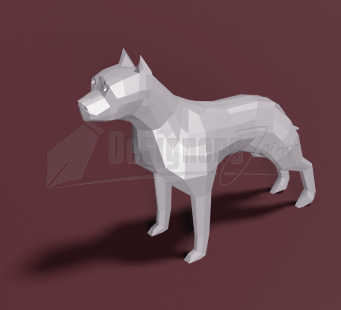 pit bull low poly 3D print model