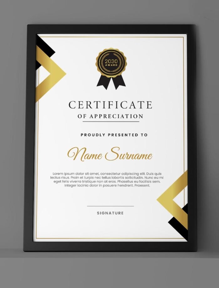 Black & Golden Degree/Diploma/Appreciation Certificate Template