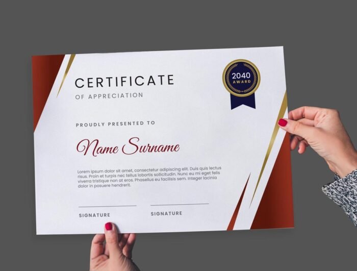 Maroon & Golden Graduation Certificate Template