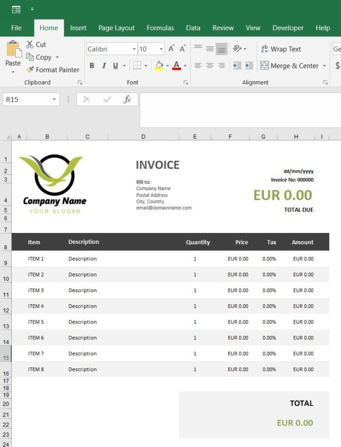 Excel Invoice Template That Calculates Total Automatically