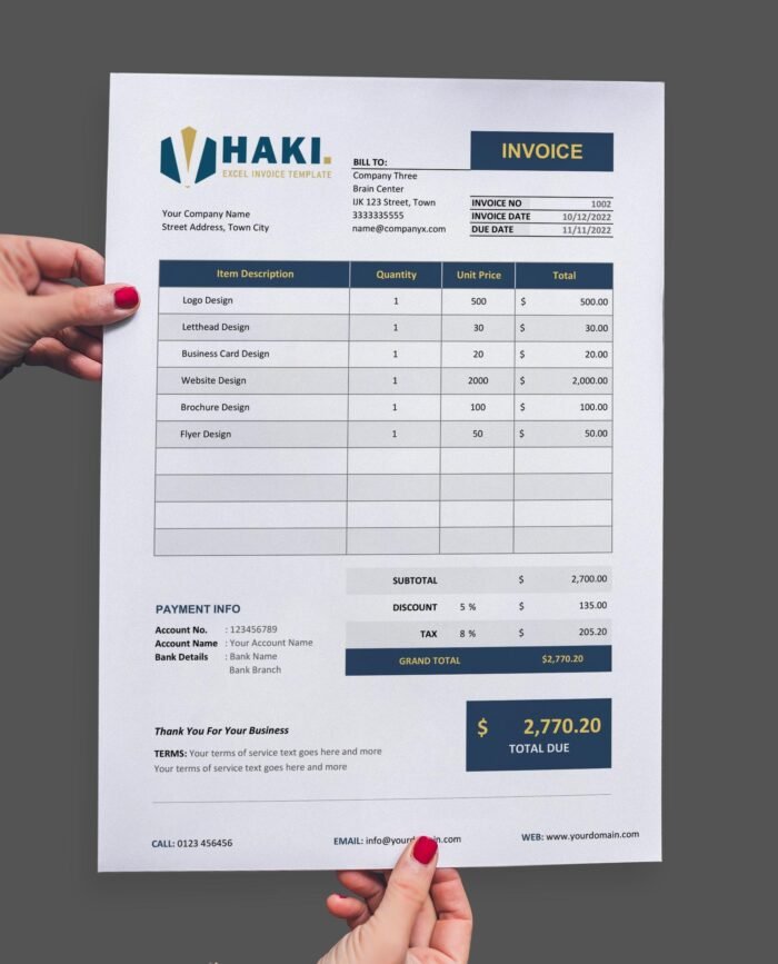 HAKI Excel Invoice Template That Calculates Total Pro Version