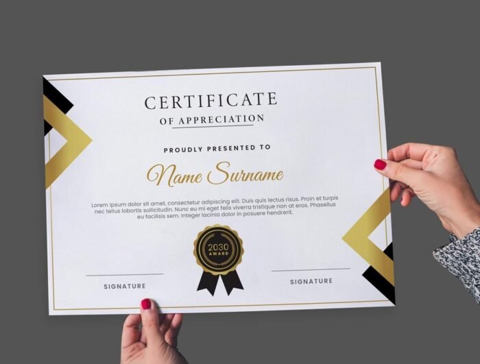 Black & Golden Degree/Diploma/Appreciation Certificate Template