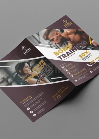 Fitness Gym Center Promotion Bi Fold Brochure Template