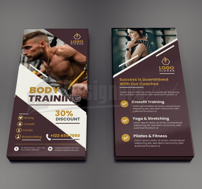 Fitness Gym Center Promotion Rack Card DL Flyer Template