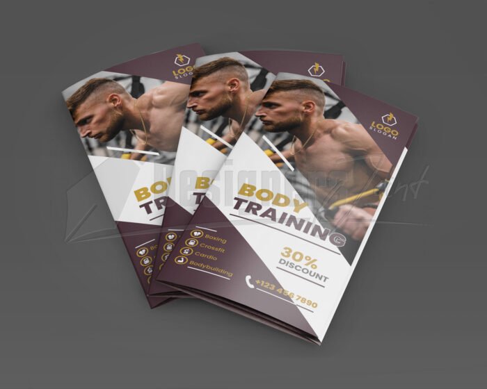Fitness Gym Center Promotion Tri-Fold Brochure Template