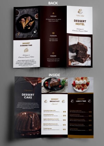 Hotel Tri-Fold Brochure-Restaurant Menu Illustrator Template