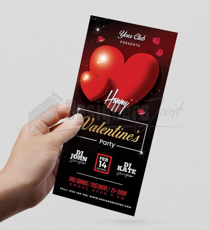 Happy Valentines DL Party Flyer PSD Template