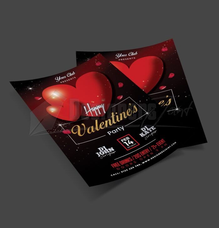 Happy Valentine's Party Flyer PSD Template