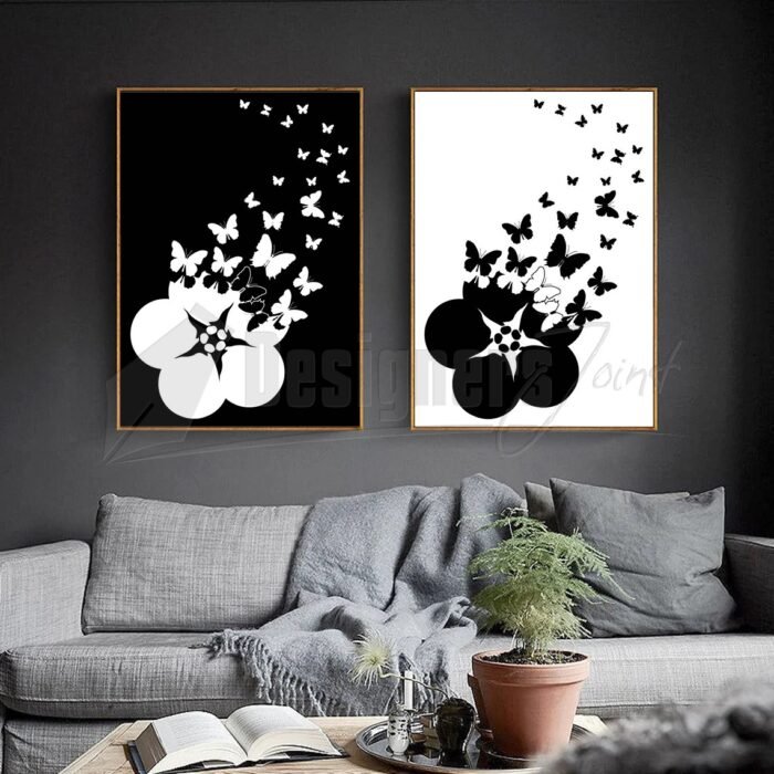 Digital Printable Wall Art of a Flower with butterflies flying from it