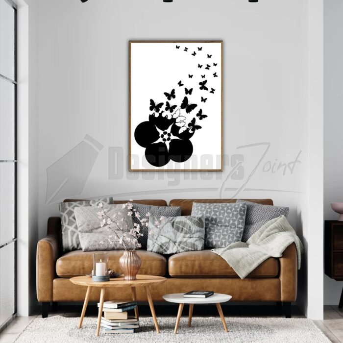 Digital Printable Wall Art of a Flower with butterflies flying from it